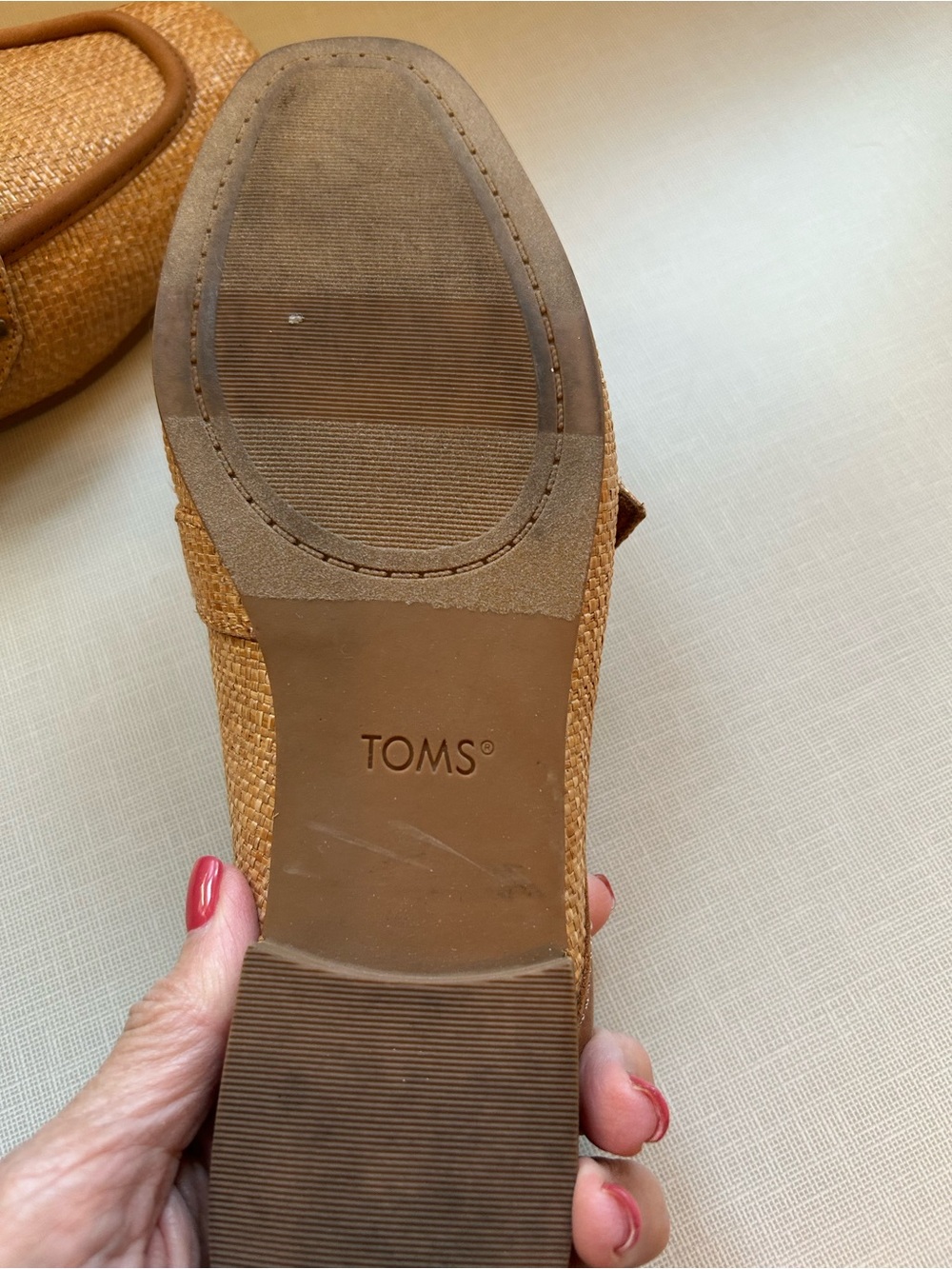 TOMS Tan Raffia Slip-On Mules - Picture 7 of 8